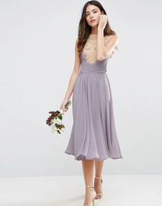 Кружевное платье миди ASOS WEDDING - Фиолетовый