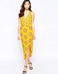 Асимметричное платье с декоративной отделкой Virgos Lounge Daria - Желтый