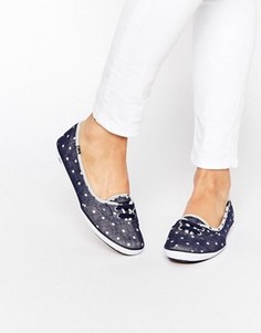 Синие кеды из шамбре в горошек Keds Teacup - Синий