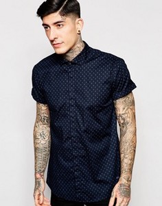 Рубашка классического кроя с узором и короткими рукавами Scotch &amp; Soda - Темно-синий
