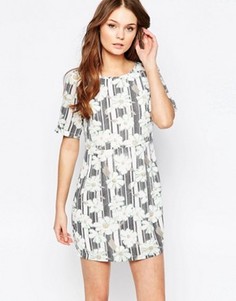 Цельнокройное платье с цветочным принтом в полоску Yumi - Мульти