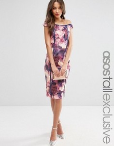 Облегающее платье с цветочным принтом ASOS TALL SALON - Мульти