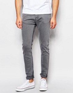 Серые выбеленные джинсы с покрытием LDN DNM - Серый