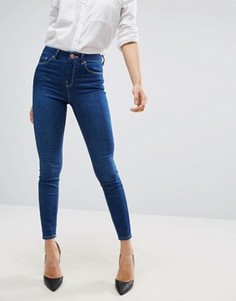 Темно-синие облегающие джинсы с завышенной талией ASOS Ridley - Синий