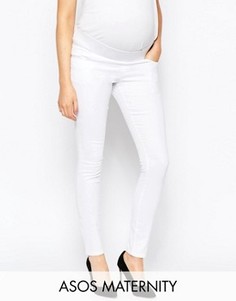 Белые джинсы скинни для беременных с посадкой под животом ASOS Maternity Ridley - Белый