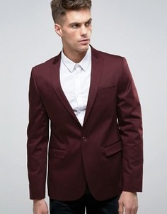 Бордовый блейзер скинни из хлопкового сатина ASOS - Красный