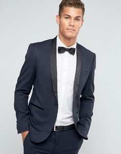 Темно-синий приталенный пиджак смокинга ASOS - Темно-синий