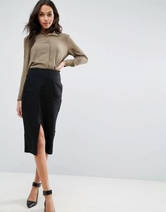 Льняная юбка-карандаш с карманами ASOS - Черный
