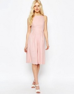 Льняное платье миди ASOS - Розовый