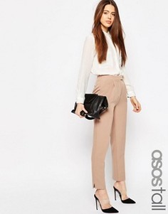 Брюки слим с разрезами ASOS TALL Luxe - Бежевый
