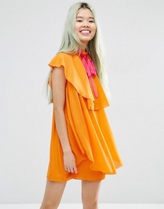 Цельнокройное платье мини с высоким воротом ASOS - Оранжевый
