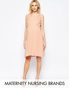Тканое платье для кормления с короткими рукавами Mamalicious - Розовый Mama.Licious