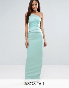 Платье макси в стиле бандо из органзы ASOS TALL RED CARPET - Синий