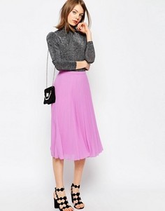Плиссированная юбка миди ASOS - Розовый