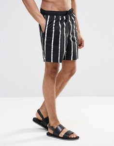 Шорты для плавания средней длины в полоску металлик ASOS - Черный