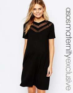 Платье-футболка с шевронным узором ASOS Maternity - Черный