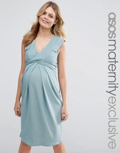 Приталенное платье с запахом для беременных ASOS Maternity - Синий