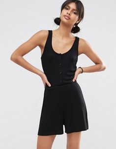 Домашний комбинезон на пуговицах ASOS - Черный