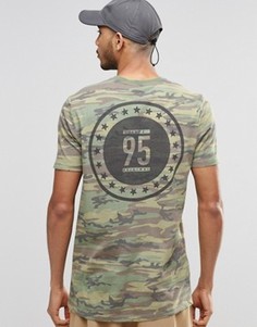 Длинная футболка с принтом ASOS - Зеленый