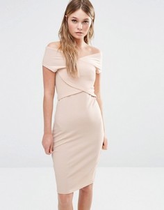 Облегающее платье с запахом спереди Fashion Union - Бежевый