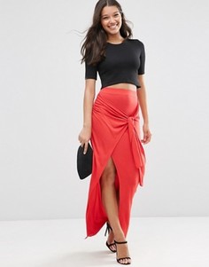 Юбка макси с узлом ASOS - Красный