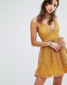 Короткое приталенное кружевное платье Missguided - Оранжевый