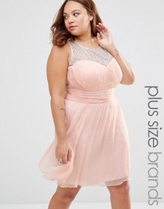 Короткое приталенное платье с кружевным топом Junarose Plus Clea - Розовый