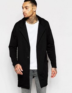 Черное длинное oversize-пальто из трикотажа ASOS - Черный
