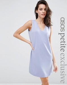 Цельнокройное платье без рукавов с V‑образным вырезом ASOS PETITE - Синий