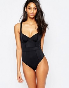 Слитный купальник на косточках эксклюзивно для ASOS FULLER BUST DD-G - Черный