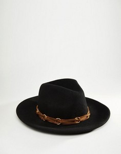 Мягкая фетровая шляпа с тесьмой из искусственной кожи ASOS - Черный
