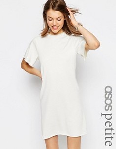 Легкое трикотажное платье с короткими рукавами ASOS PETITE - Кремовый