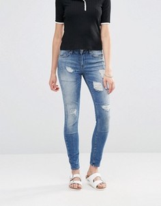 Облегающие джинсы с заплаткой Noisy May Lucy - Синий