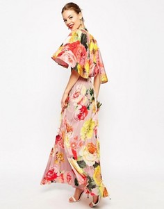 Платье макси со складками и драпированной спинкой ASOS WEDDING - Мульти