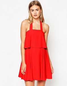 Короткое приталенное платье на широких бретельках ASOS - Оранжевый