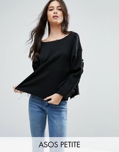 Oversize-топ с оборками и разрезом ASOS PETITE - Черный