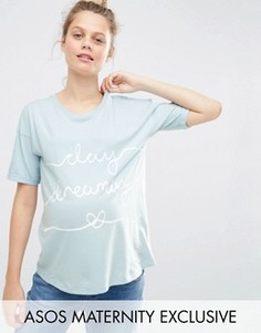 Футболка с надписью Day Dreaming для беременных ASOS Maternity - Синий