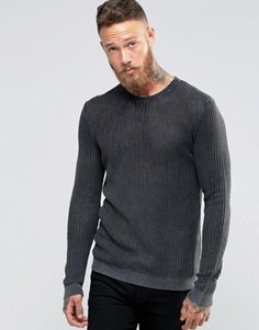 Вязаный джемпер с эффектом кислотной стирки ASOS - Черный