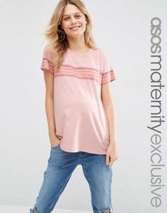 Футболка в полоску для беременных ASOS Maternity - Розовый