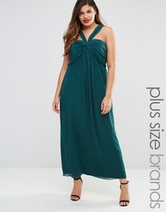 Платье макси размера плюс с присборенным лифом Junarose Mirka - Зеленый