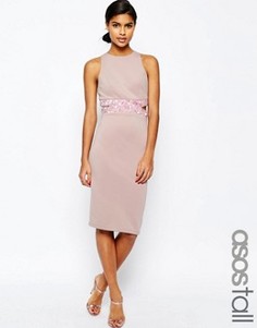 Облегающее платье миди с открытой спиной ASOS TALL - Розовый
