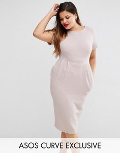 Облегающее фактурное платье миди ASOS CURVE - Фиолетовый