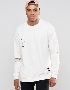 Свитшот с круглым вырезом и заниженной линией плеч Jack &amp; Jones - Белый