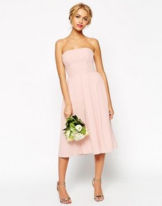 Платье миди с лифом-бандо ASOS WEDDING - Розовый