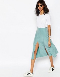 Мягкая юбка миди ASOS - Зеленый