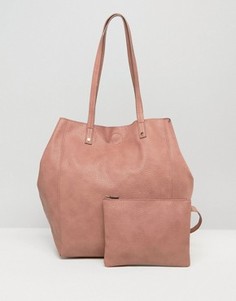 Мягкая сумка-шоппер со съемным клатчем ASOS - Розовый
