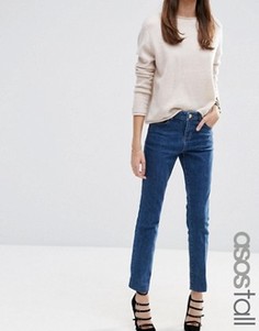 Винтажные узкие прямые джинсы темно-синего цвета ASOS TALL - Синий