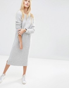 Шерстяное платье-джемпер миди ASOS - Серый