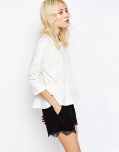 Топ с длинными рукавами и баской Only - Белый