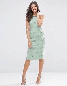 Платье миди с драпировкой сзади ASOS WEDDING - Зеленый